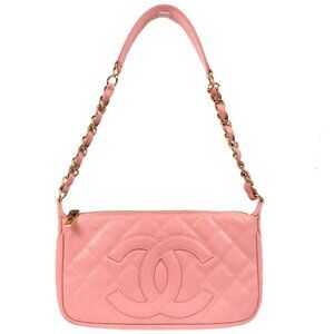 Chanel Pink Calfskin Chain Handbag 185147